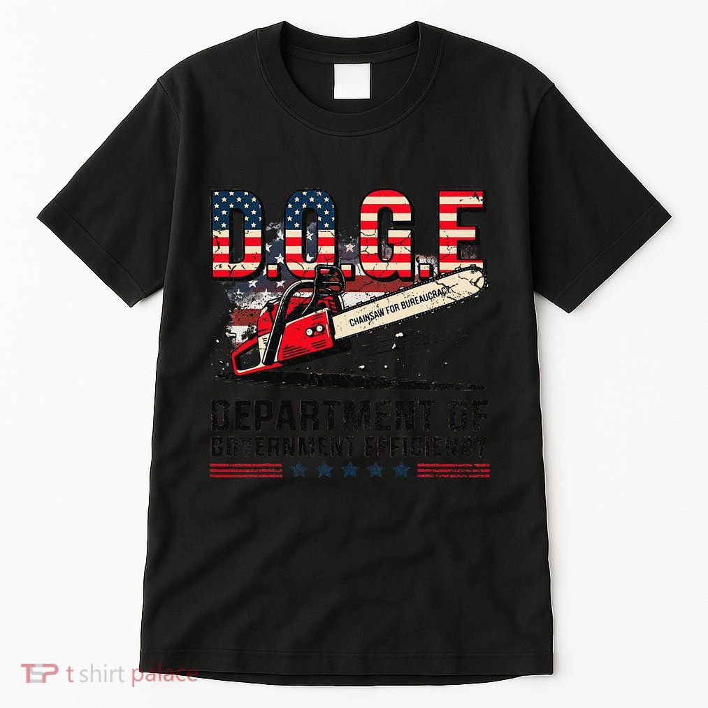 Chainsaw For Bureaucracy Funny D.O.G.E Vintage Usa Flag Tall T-Shirt