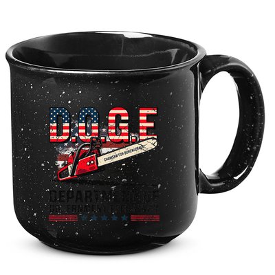 Chainsaw For Bureaucracy Funny D.O.G.E Vintage Usa Flag 15oz Campfire Ceramic Mug