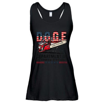 Chainsaw For Bureaucracy Funny D.O.G.E Vintage Usa Flag Ladies Essential Flowy Tank