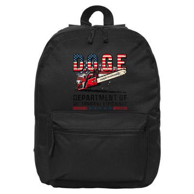 Chainsaw For Bureaucracy Funny D.O.G.E Vintage Usa Flag 16 in Basic Backpack