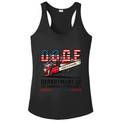 Chainsaw For Bureaucracy Funny D.O.G.E Vintage Usa Flag Ladies PosiCharge Competitor Racerback Tank
