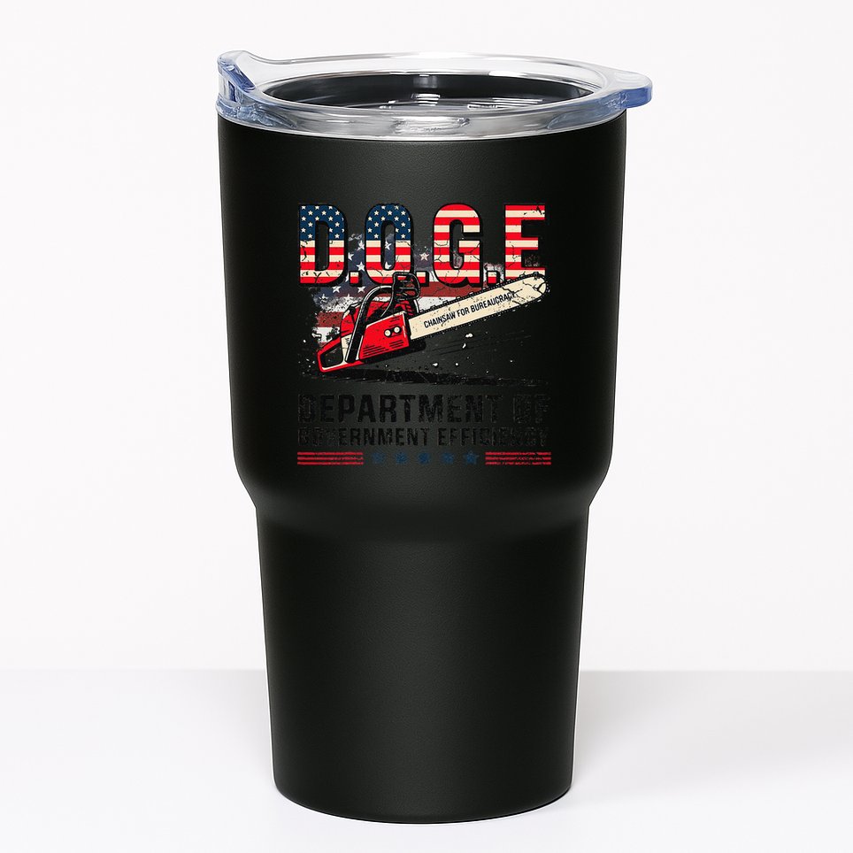 Chainsaw For Bureaucracy Funny D.O.G.E Vintage Usa Flag Tumbler