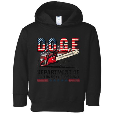 Chainsaw For Bureaucracy Funny D.O.G.E Vintage Usa Flag Toddler Hoodie
