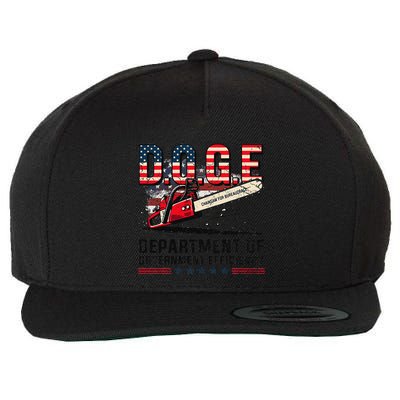 Chainsaw For Bureaucracy Funny D.O.G.E Vintage Usa Flag Wool Snapback Cap