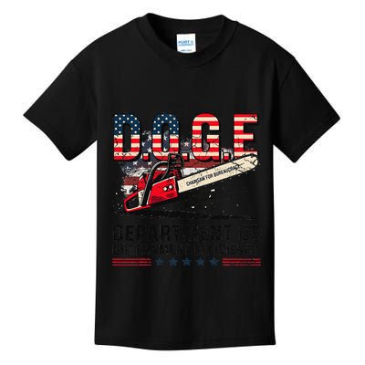 Chainsaw For Bureaucracy Funny D.O.G.E Vintage Usa Flag Kids T-Shirt