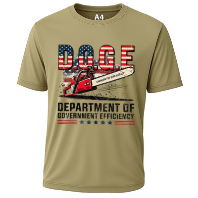 Chainsaw For Bureaucracy Funny D.O.G.E Vintage Usa Flag Performance Shirt