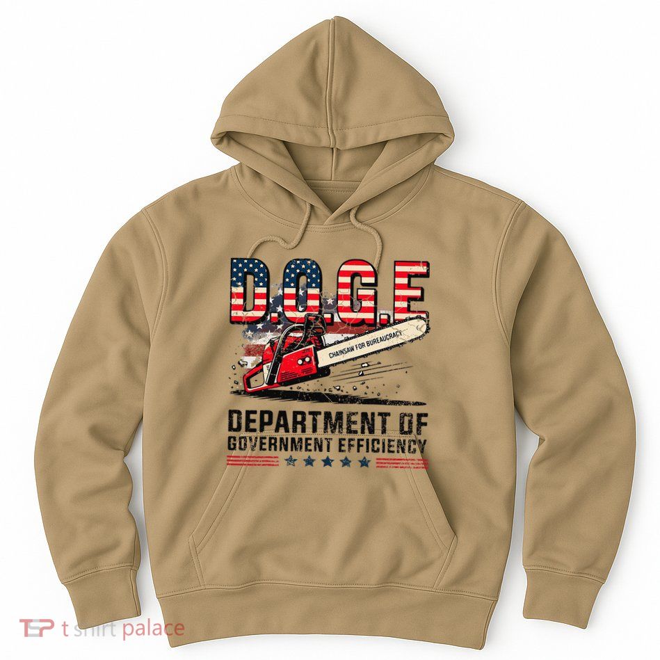 Chainsaw For Bureaucracy Funny D.O.G.E Vintage Usa Flag Hoodie