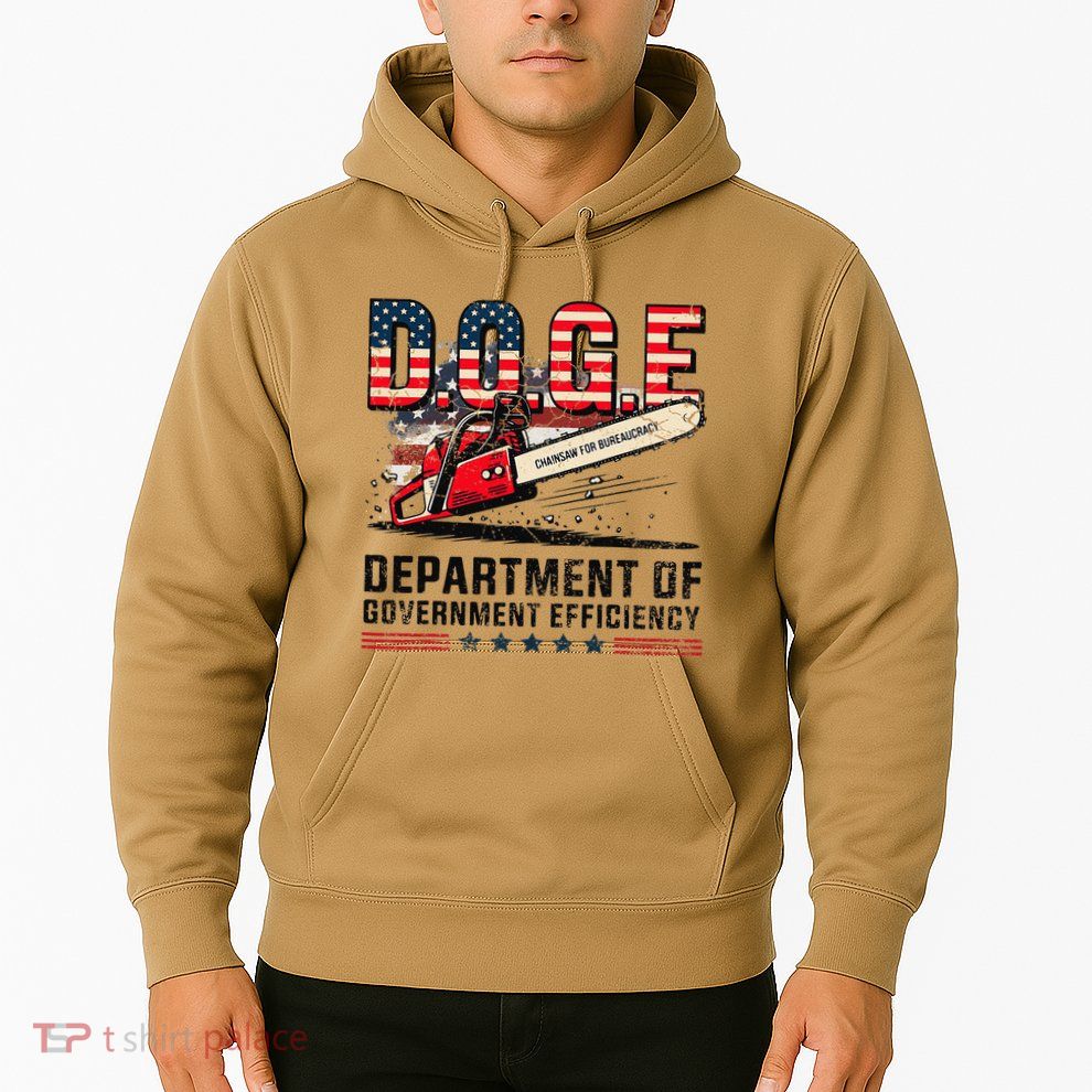 Chainsaw For Bureaucracy Funny D.O.G.E Vintage Usa Flag Hoodie