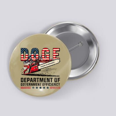 Chainsaw For Bureaucracy Funny D.O.G.E Vintage Usa Flag Button
