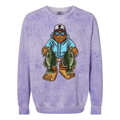 Crappie Fishing Bigfoot Panfishing Fishermen Colorblast Crewneck Sweatshirt