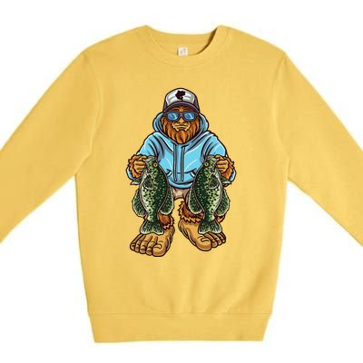 Crappie Fishing Bigfoot Panfishing Fishermen Premium Crewneck Sweatshirt