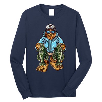 Crappie Fishing Bigfoot Panfishing Fishermen Long Sleeve Shirt