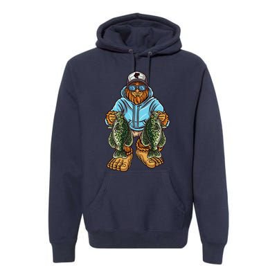 Crappie Fishing Bigfoot Panfishing Fishermen Premium Hoodie