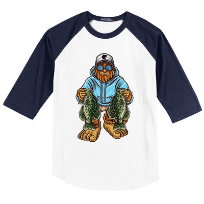 Crappie Fishing Bigfoot Panfishing Fishermen Baseball Sleeve Shirt