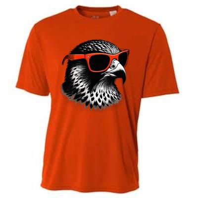 Cool Falcon Bird Wearing Sunglasses Graphic Art Cooling Performance Crew T-Shirt