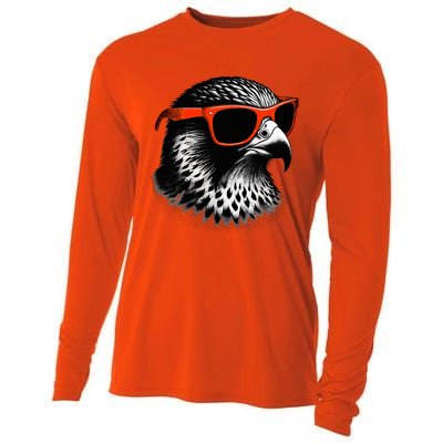 Cool Falcon Bird Wearing Sunglasses Graphic Art Cooling Performance Long Sleeve Crew