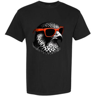 Cool Falcon Bird Wearing Sunglasses Graphic Art Garment-Dyed Heavyweight T-Shirt