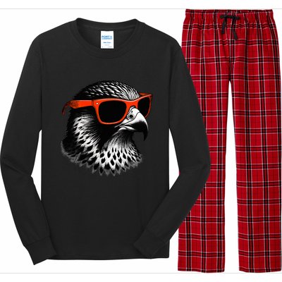 Cool Falcon Bird Wearing Sunglasses Graphic Art Long Sleeve Pajama Set