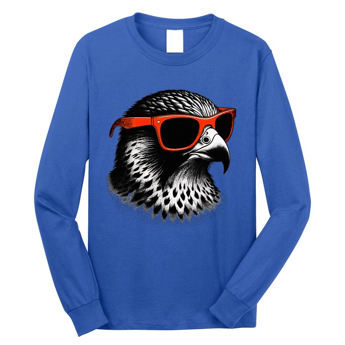 Cool Falcon Bird Wearing Sunglasses Graphic Art Long Sleeve Shirt