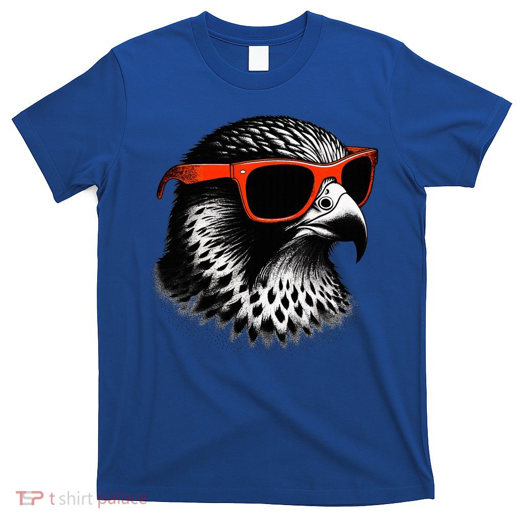 Cool Falcon Bird Wearing Sunglasses Graphic Art T-Shirt