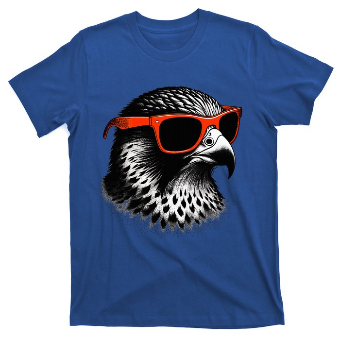 Cool Falcon Bird Wearing Sunglasses Graphic Art T-Shirt