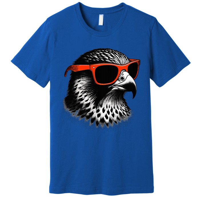 Cool Falcon Bird Wearing Sunglasses Graphic Art Premium T-Shirt