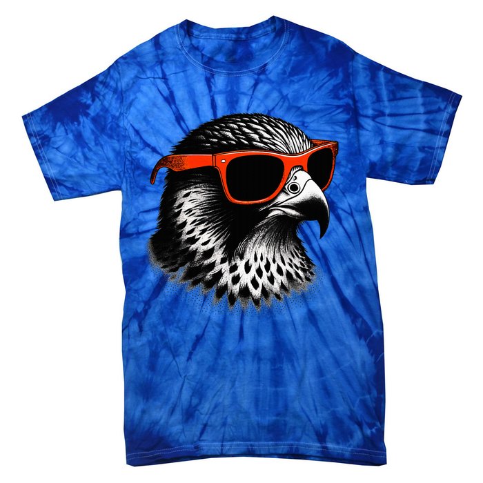 Cool Falcon Bird Wearing Sunglasses Graphic Art Tie-Dye T-Shirt