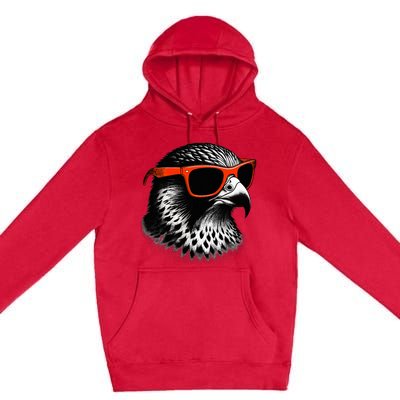 Cool Falcon Bird Wearing Sunglasses Graphic Art Premium Pullover Hoodie