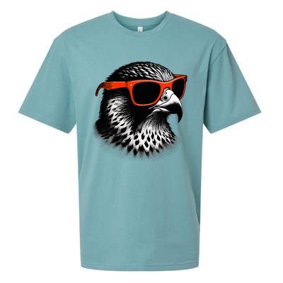 Cool Falcon Bird Wearing Sunglasses Graphic Art Sueded Cloud Jersey T-Shirt