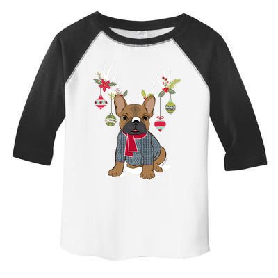 Cute French Bulldog Frenchie Christmas Reindeer Funny Gift Toddler Fine Jersey T-Shirt