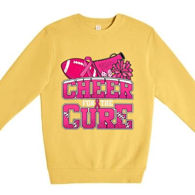 Cheer For Breast Cancer Sport Cheerleader Football Premium Crewneck Sweatshirt