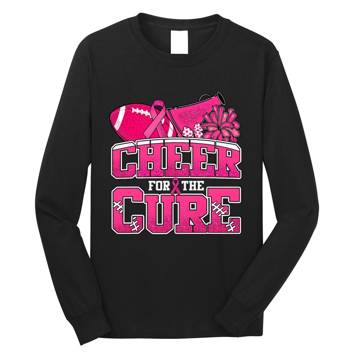 Cheer For Breast Cancer Sport Cheerleader Football Long Sleeve Shirt