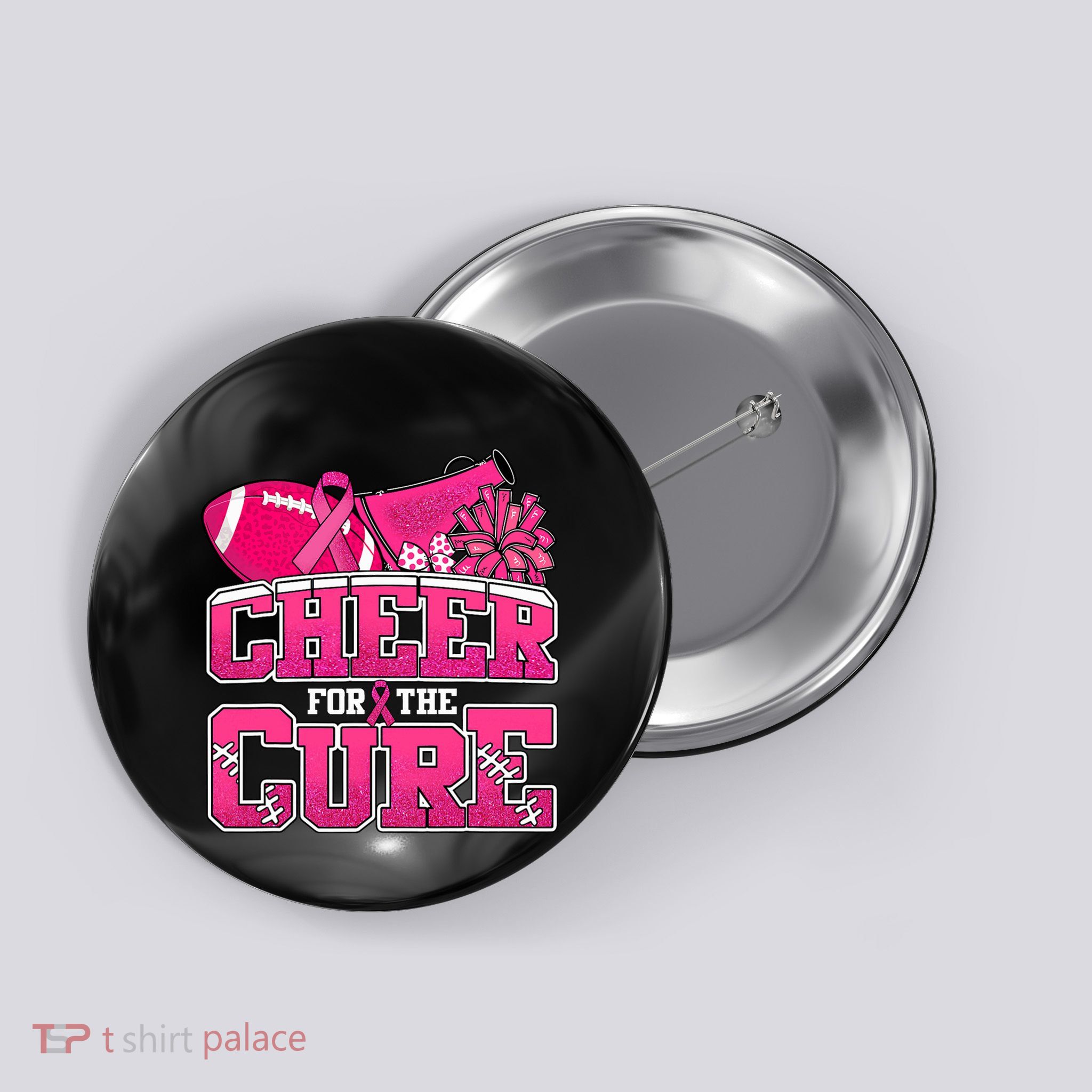 Cheer For Breast Cancer Sport Cheerleader Football Button