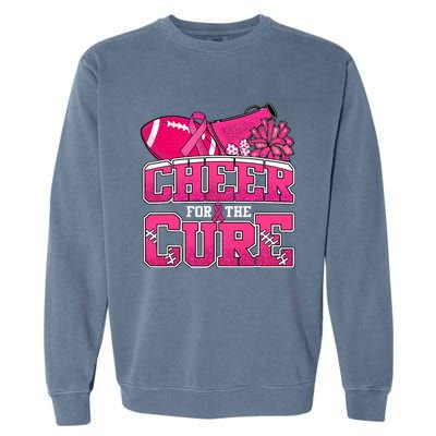 Cheer For Breast Cancer Sport Cheerleader Football Garment-Dyed Sweatshirt