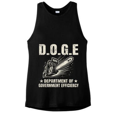 Chainsaw For Bureaucracy Funny D.O.G.E Doge Usa Flag Ladies PosiCharge Tri-Blend Wicking Tank