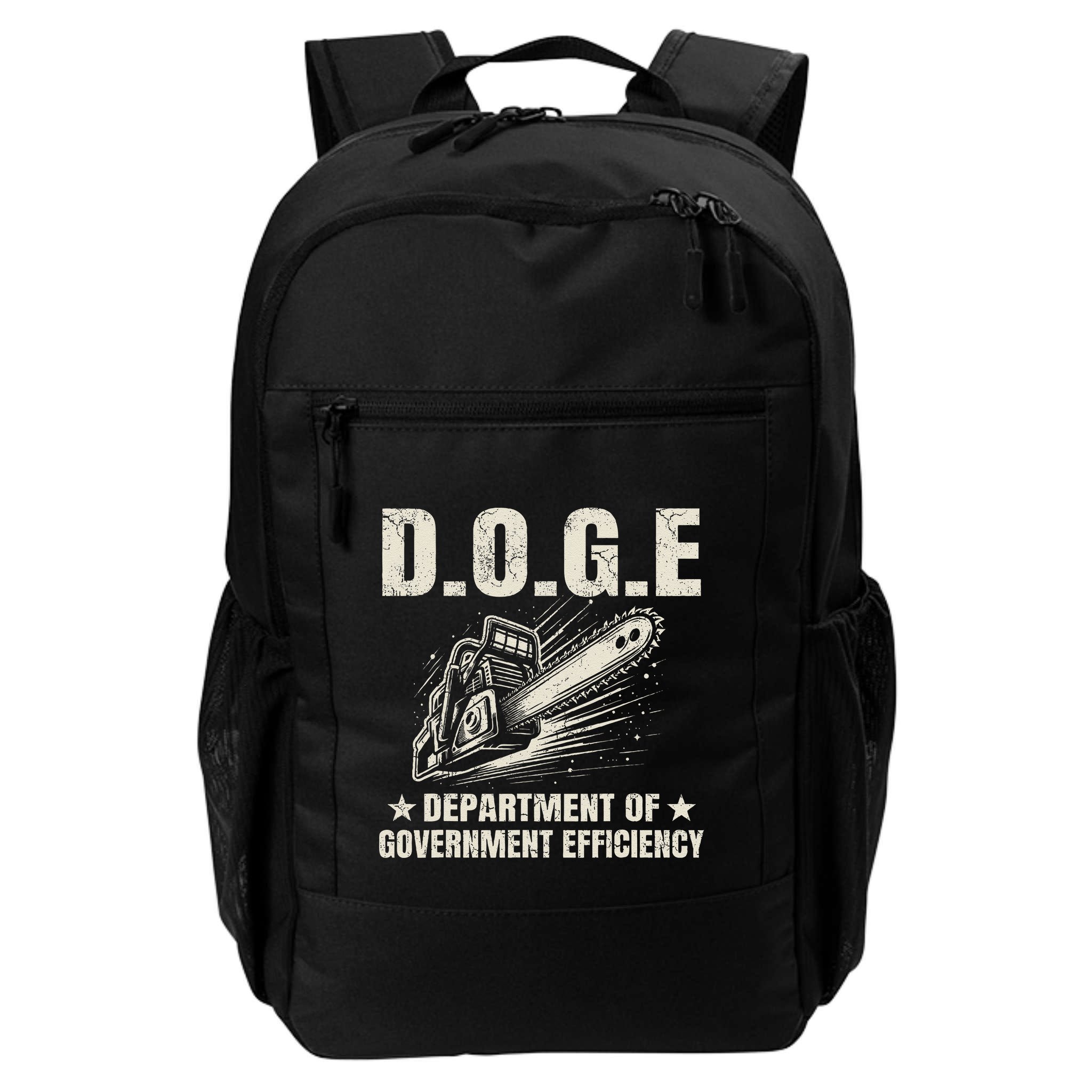 Chainsaw For Bureaucracy Funny D.O.G.E Doge Usa Flag Backpack