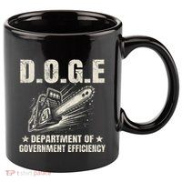 Chainsaw For Bureaucracy Funny D.O.G.E Doge Usa Flag 11oz C Handle Ceramic Mug