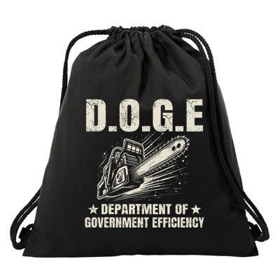 Chainsaw For Bureaucracy Funny D.O.G.E Doge Usa Flag Drawstring Bag