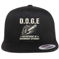 Chainsaw For Bureaucracy Funny D.O.G.E Doge Usa Flag Flat Bill Trucker Hat