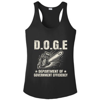 Chainsaw For Bureaucracy Funny D.O.G.E Doge Usa Flag Ladies PosiCharge Competitor Racerback Tank