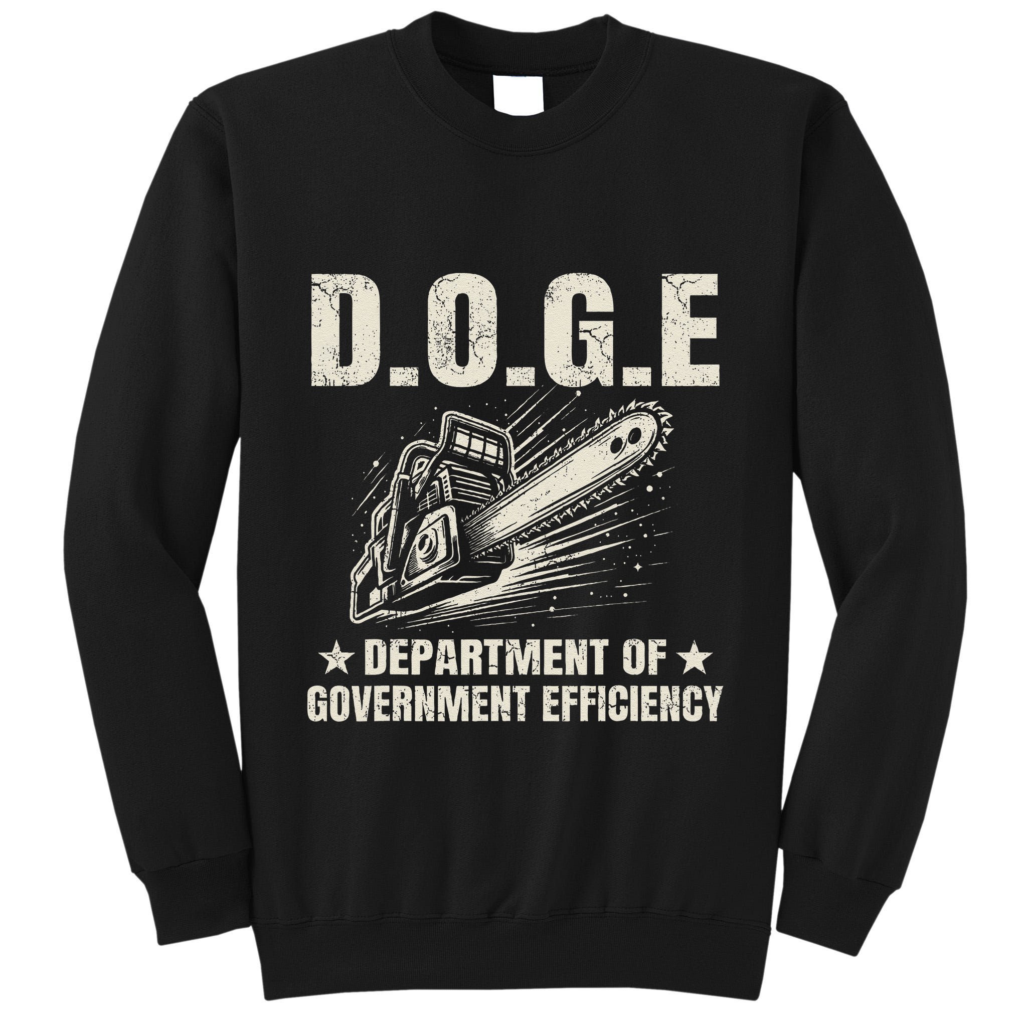 Chainsaw For Bureaucracy Funny D.O.G.E Doge Usa Flag Tall Sweatshirt