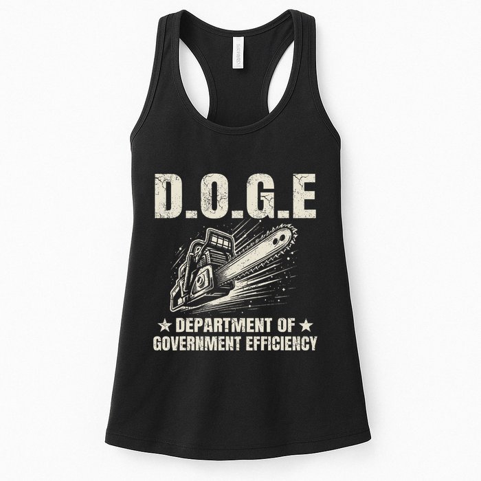 Chainsaw For Bureaucracy Funny D.O.G.E Doge Usa Flag Womens Tank Top