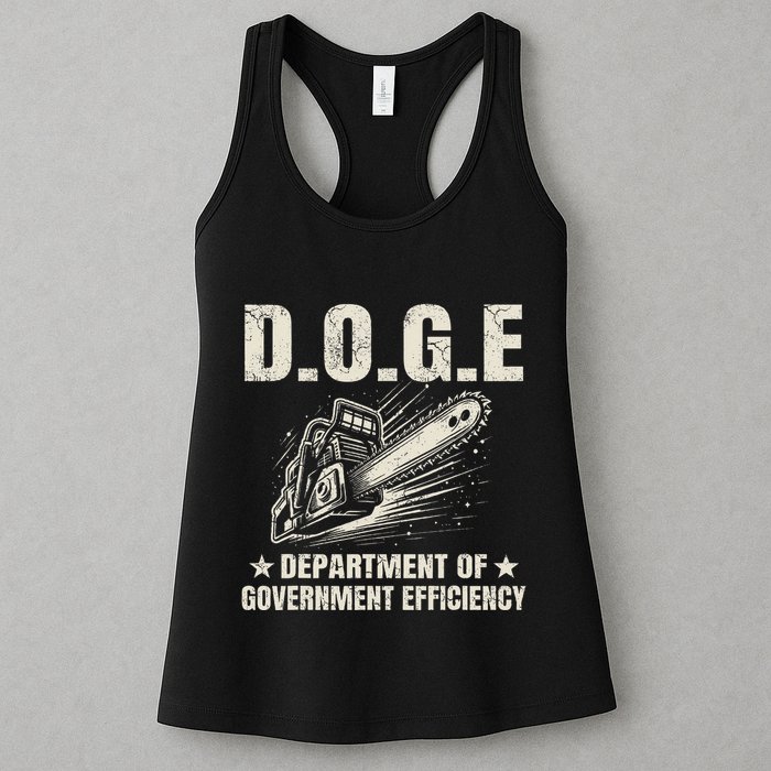 Chainsaw For Bureaucracy Funny D.O.G.E Doge Usa Flag Womens Tank Top