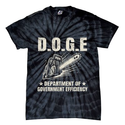 Chainsaw For Bureaucracy Funny D.O.G.E Doge Usa Flag Tie-Dye T-Shirt