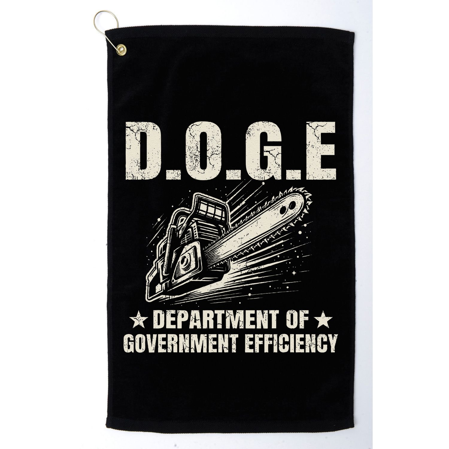 Chainsaw For Bureaucracy Funny D.O.G.E Doge Usa Flag Golf Towel