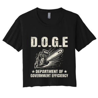 Chainsaw For Bureaucracy Funny D.O.G.E Doge Usa Flag Crop Top