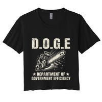 Chainsaw For Bureaucracy Funny D.O.G.E Doge Usa Flag Women's Crop Top Tee