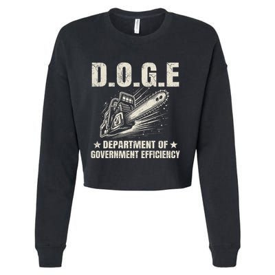 Chainsaw For Bureaucracy Funny D.O.G.E Doge Usa Flag Cropped Pullover Crew