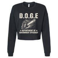 Chainsaw For Bureaucracy Funny D.O.G.E Doge Usa Flag Cropped Pullover Crew