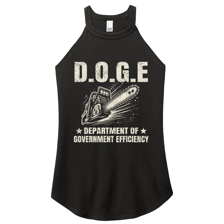 Chainsaw For Bureaucracy Funny D.O.G.E Doge Usa Flag Women's Perfect Tri Rocker Tank